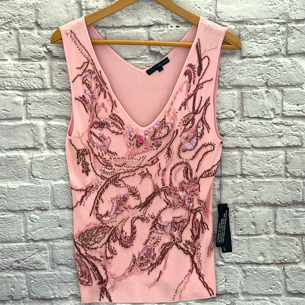 Pierre New York Pink beaded dressy tank